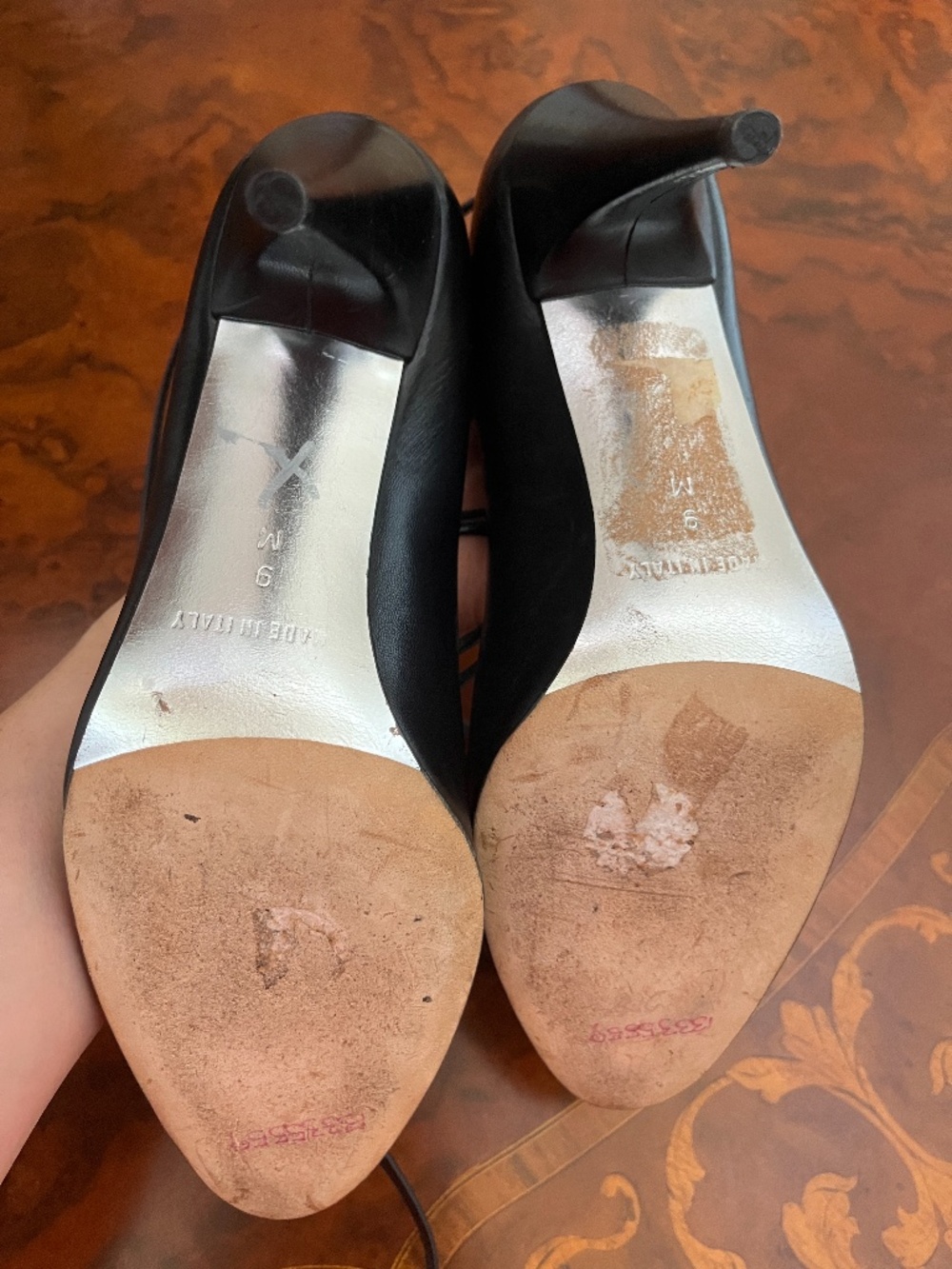 Michael Kors Black Leather Lace Up Heels Pumps Size 9M - Picture 6 of 9